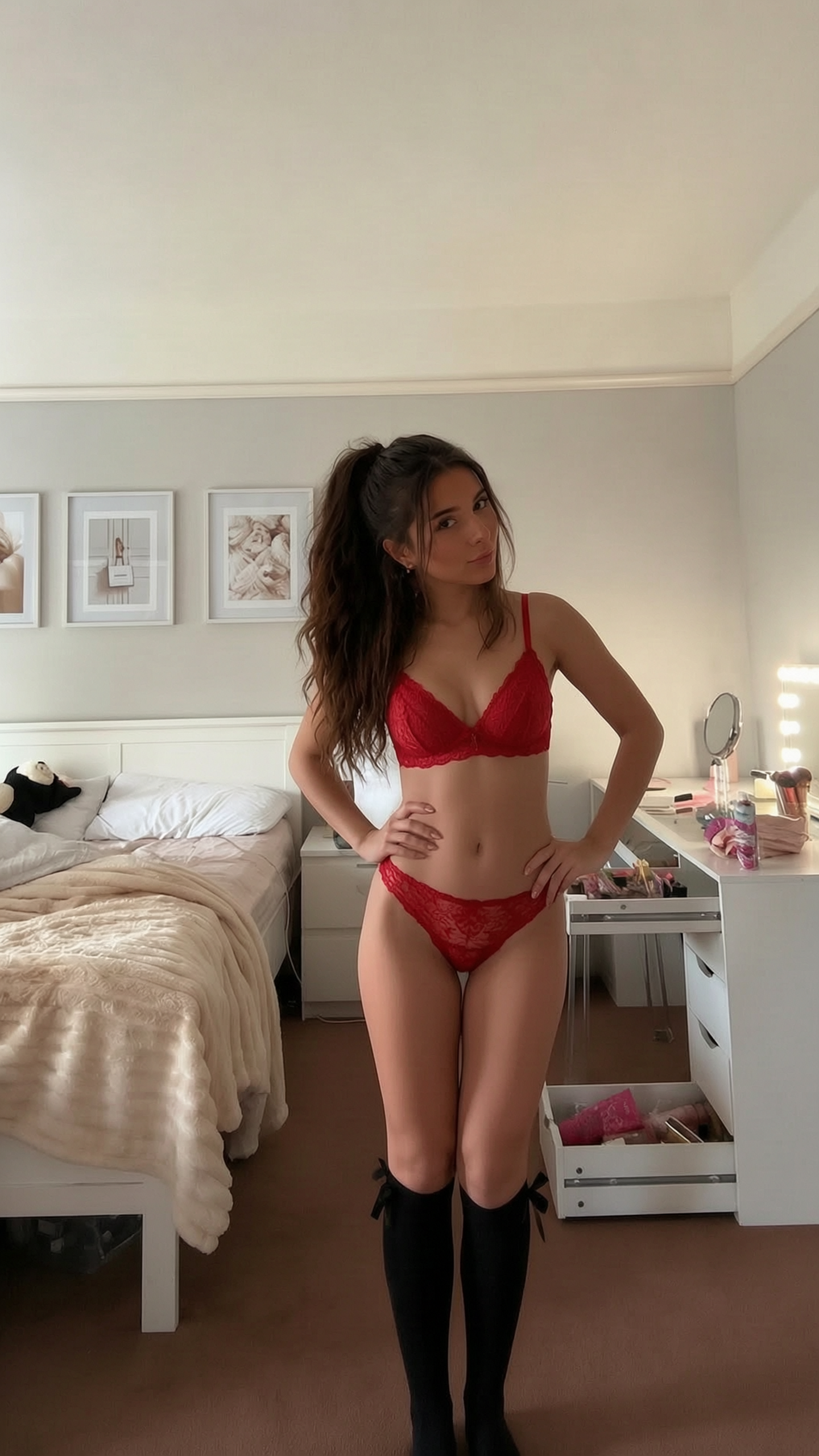 Red Lace Thong (Worn)